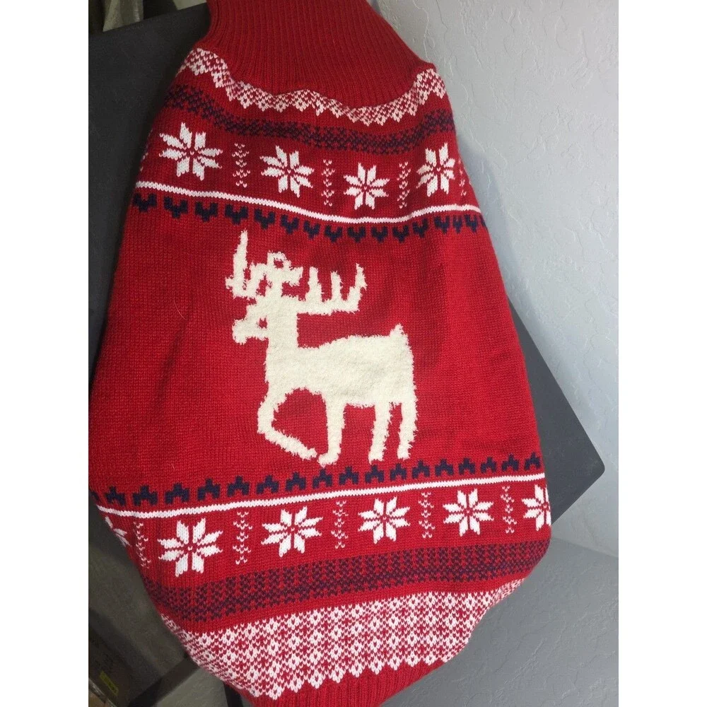 Large Dog SOFT Sweater Reindeer Turtleneck Winter Holiday XXXL (60-80 LBS), RED